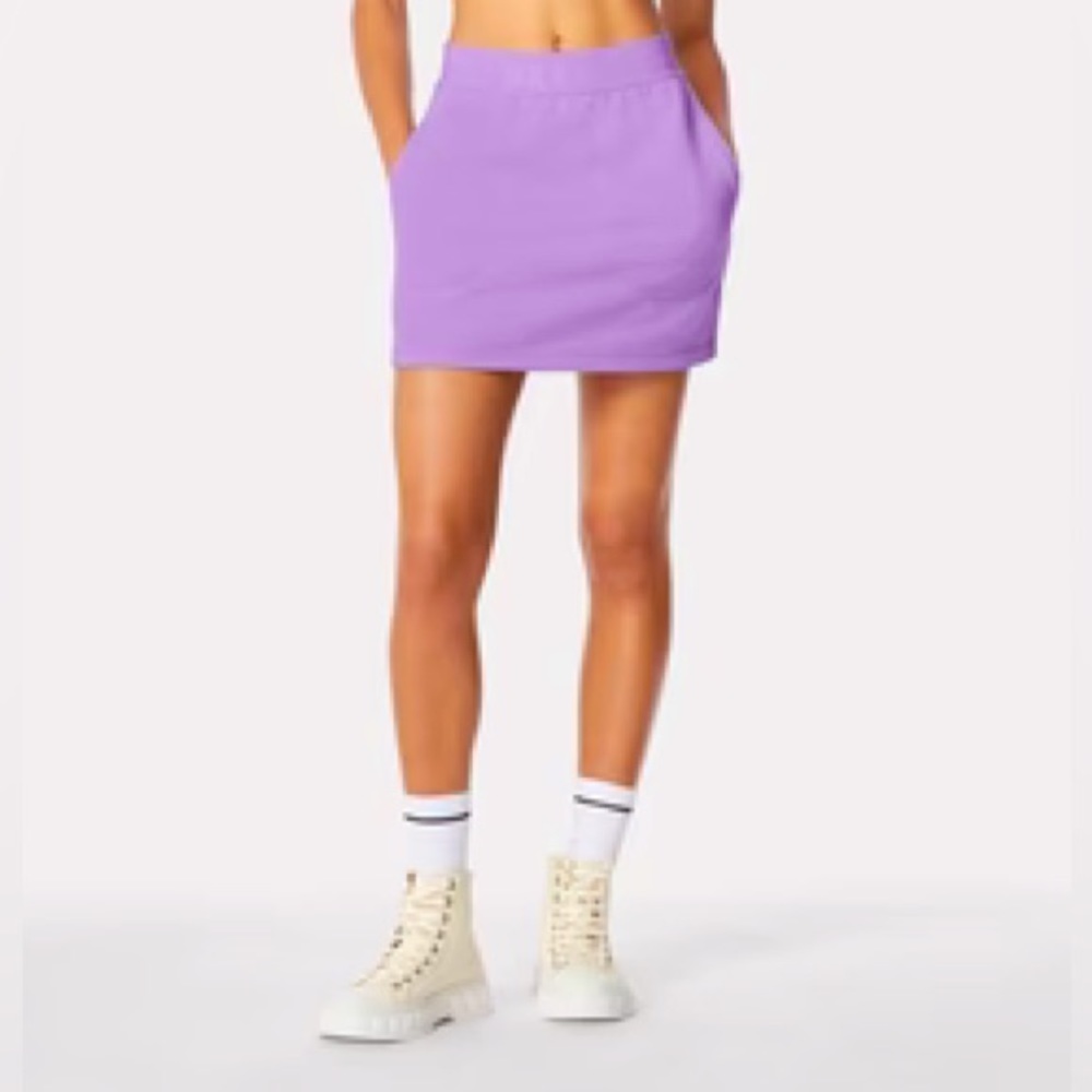 HERVE LEGER  COTTON KNIT LOGO SKIRT IN WISTERIA SIZE S NWT💜 - Picture 2 of 14